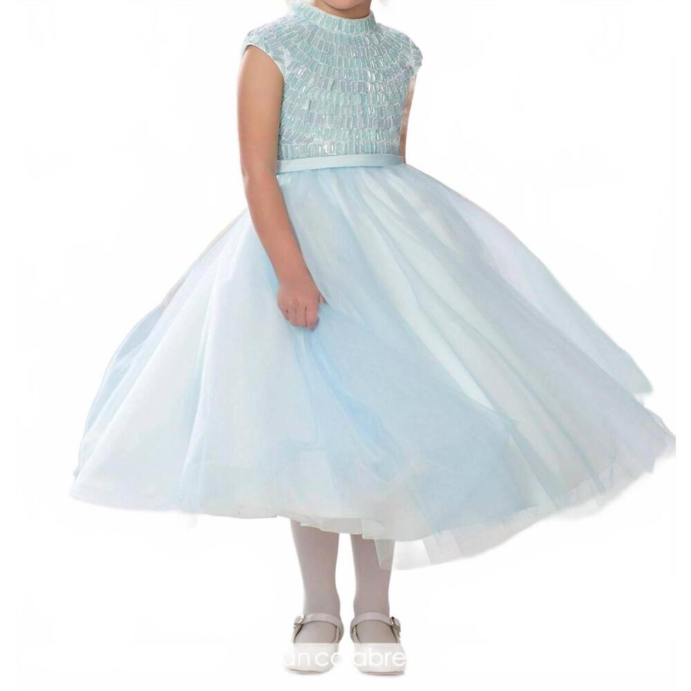 NEW JOAN CALABRESE toddlers fancy beaded top cap sleeve dress in blue